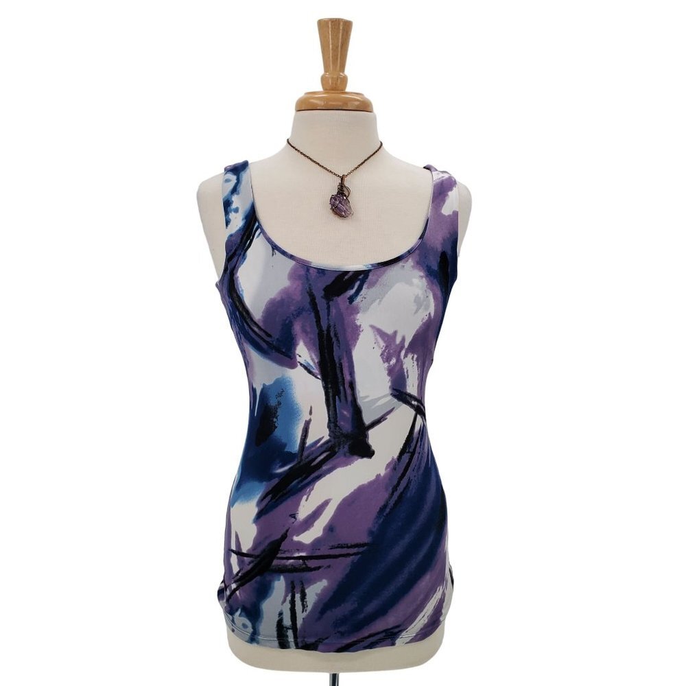 Eclipse Womens Sleeveless Tank Top Size M Purple Blue Scoop Neck Stretch Yoga